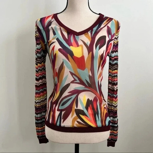 MISSONI for TARGET‎ Printed Chiffon Front Chevron Knit Sweater - Picture 1 of 6